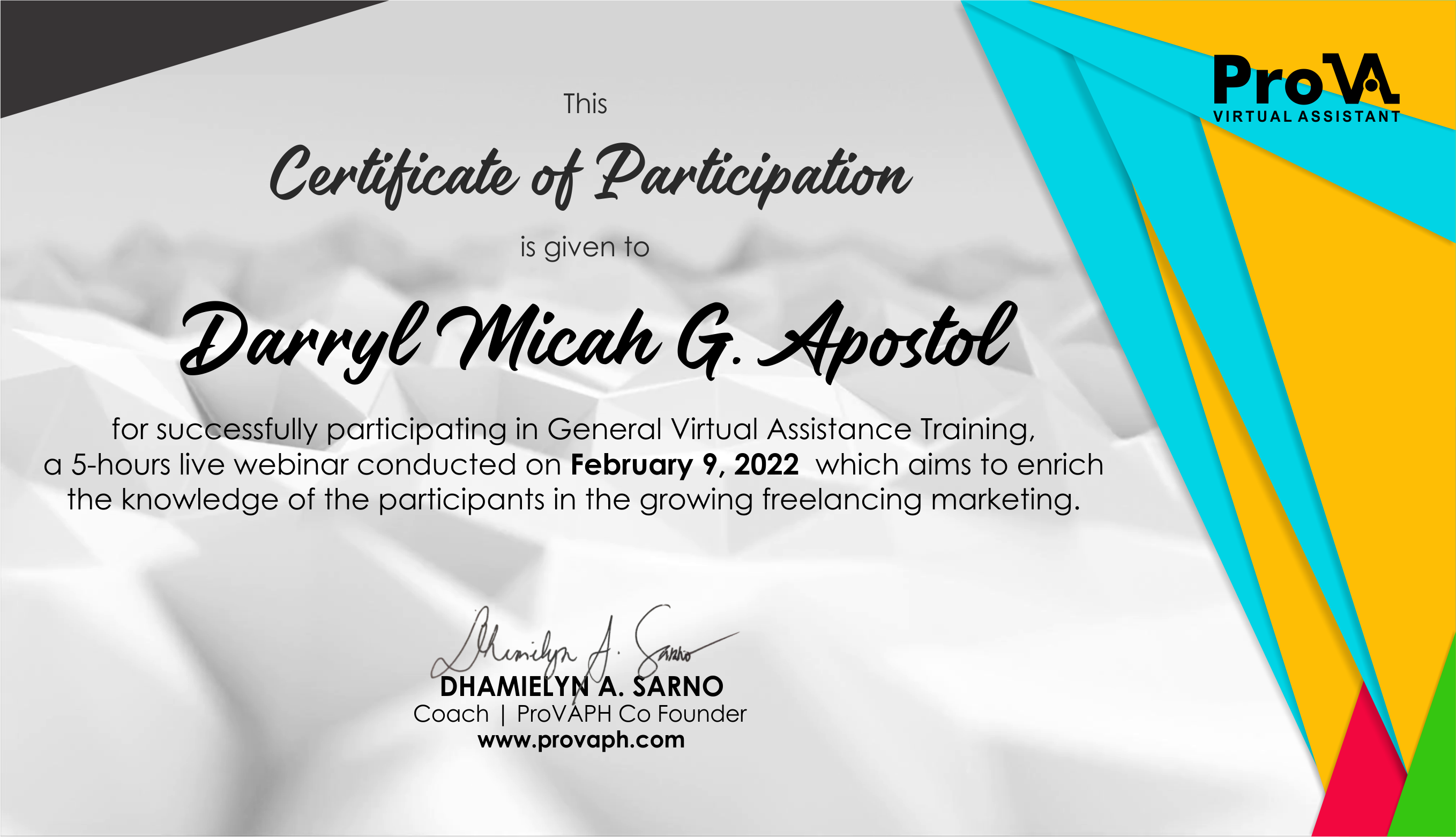 General Virtual Assistant Certificate