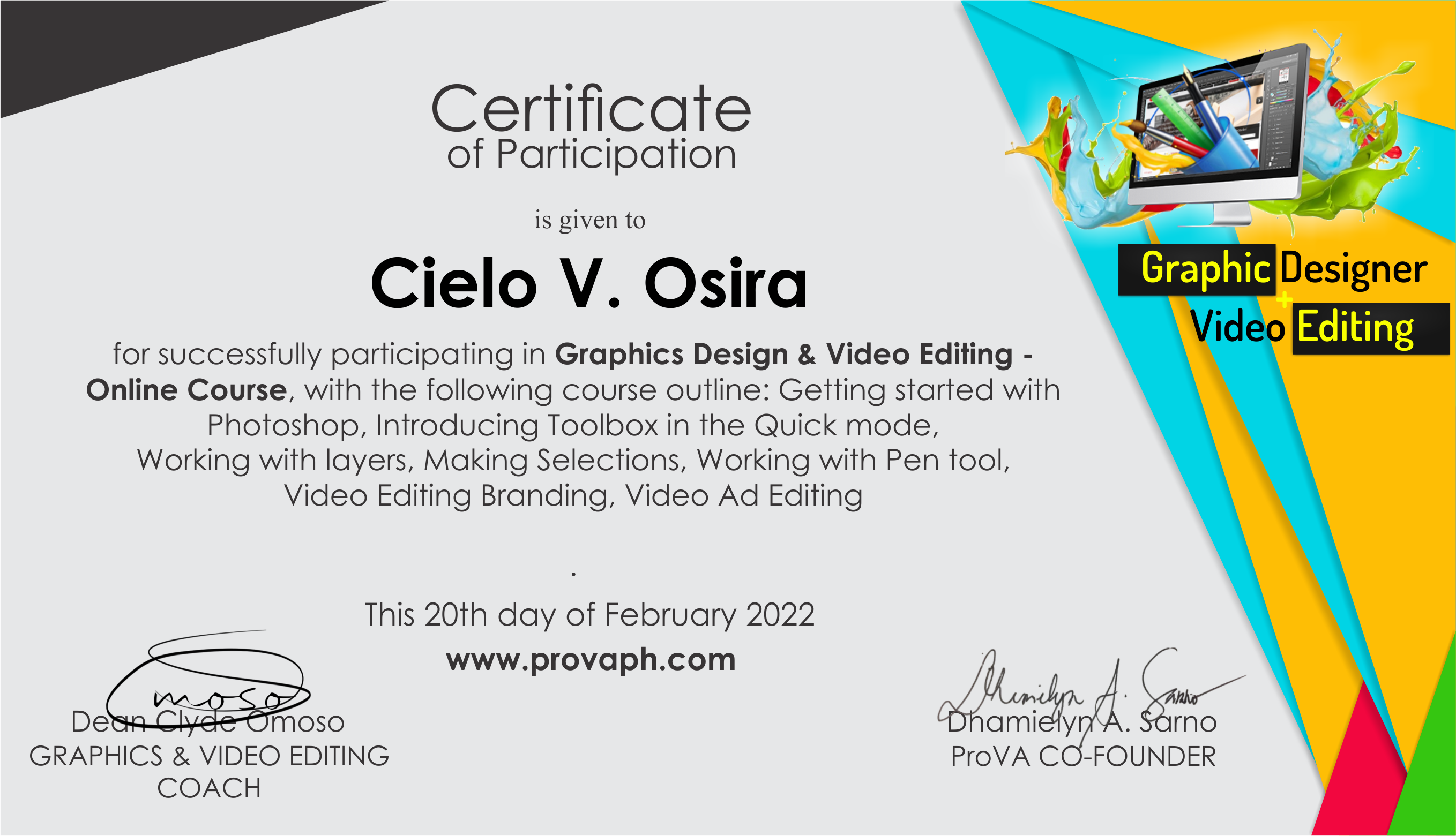 Graphic Design and Video Editing Certificate