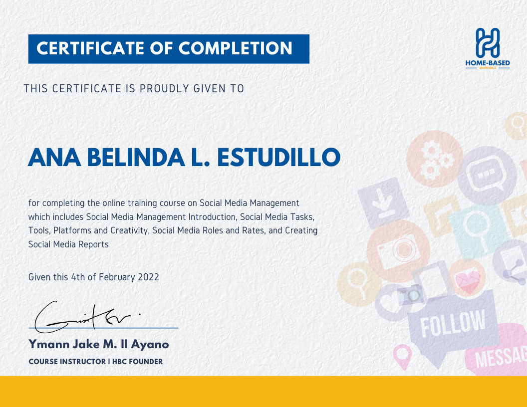 SOCIAL MEDIA MANAGEMENT CERTIFICATE