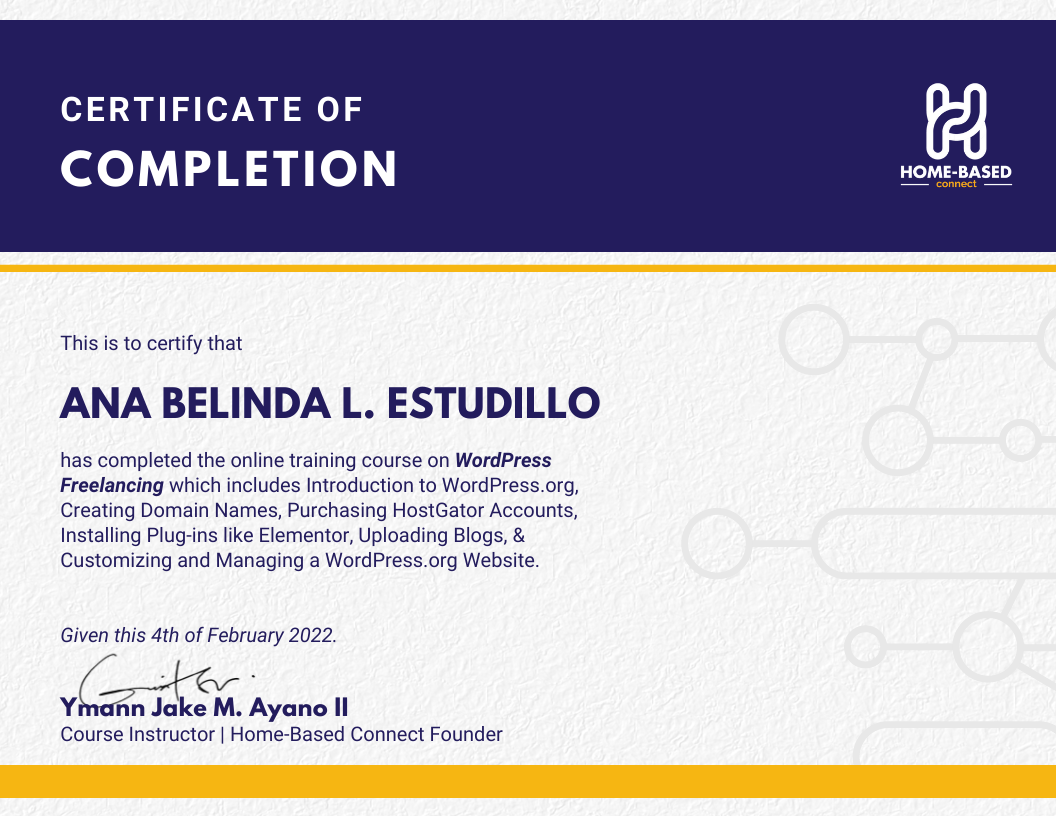WORDPRESS FREELANCING CERTIFICATE