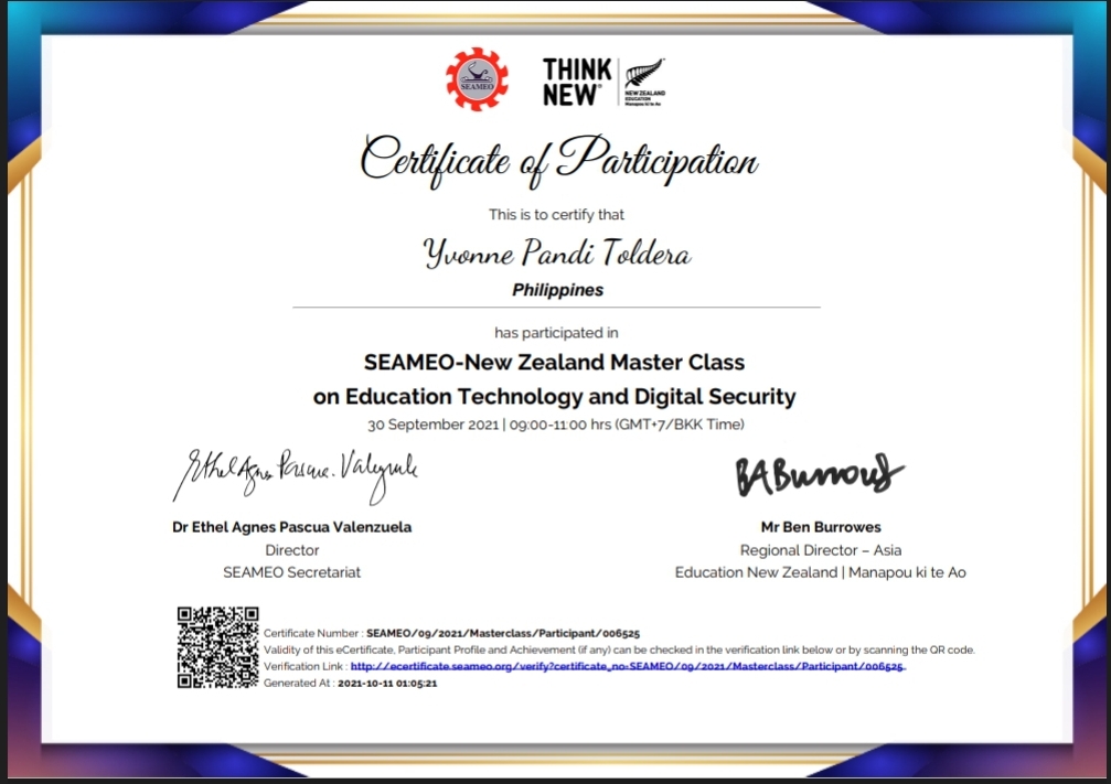 SEAMEO- New Zealand Master Class on Education Technology and Digital Security