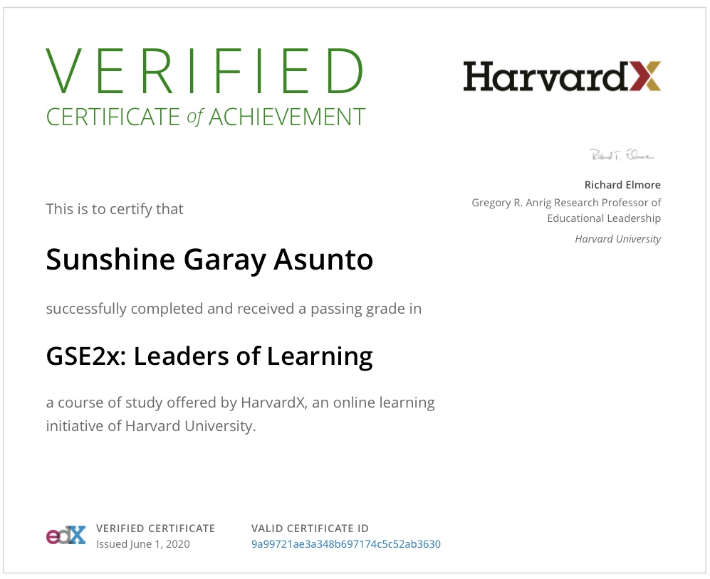 Harvard University Certificate