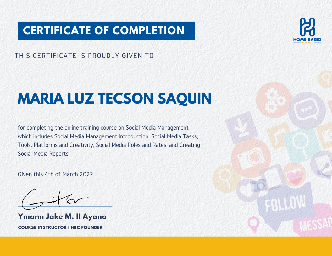 SOCIAL MEDIA MANAGEMENT CERTIFICATE