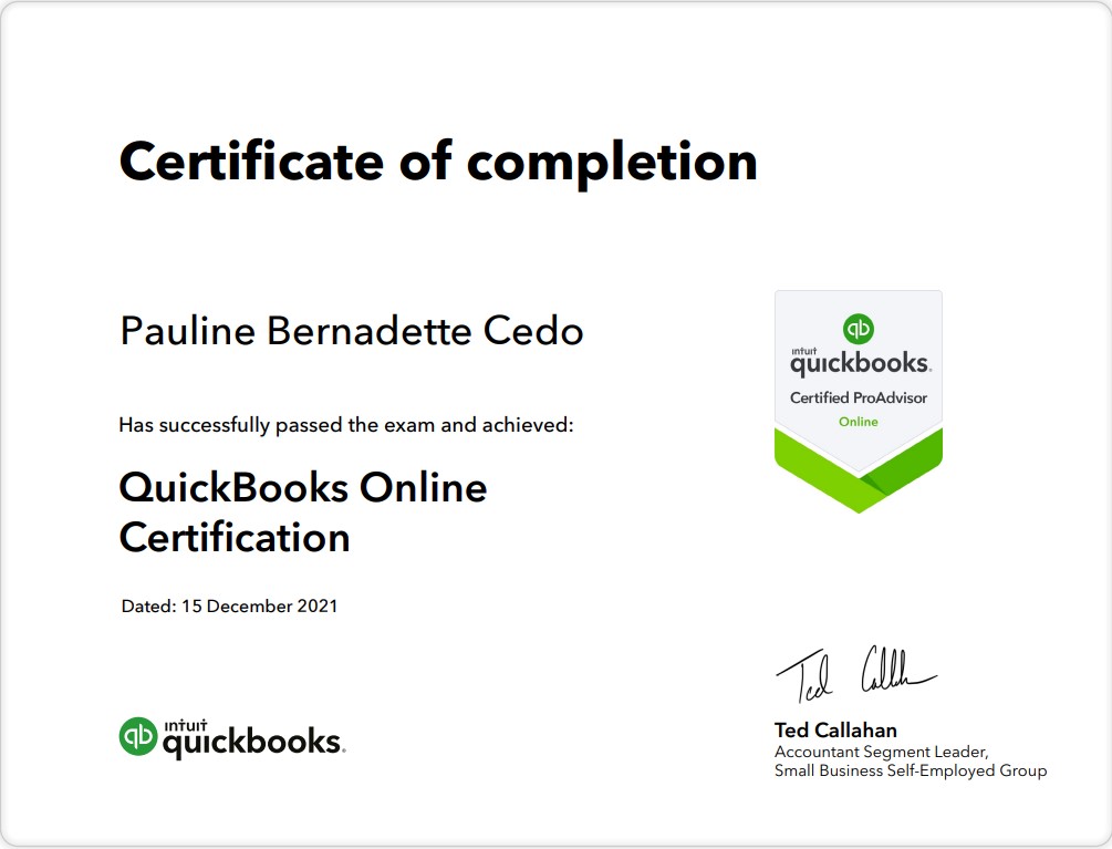 Intuit QuickBooks Online Pro Advisor