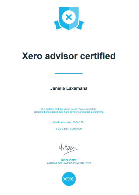 Xero Advisor Certified