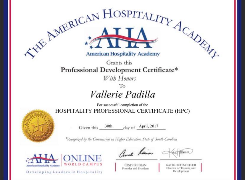 Hospitality Professional Certificate