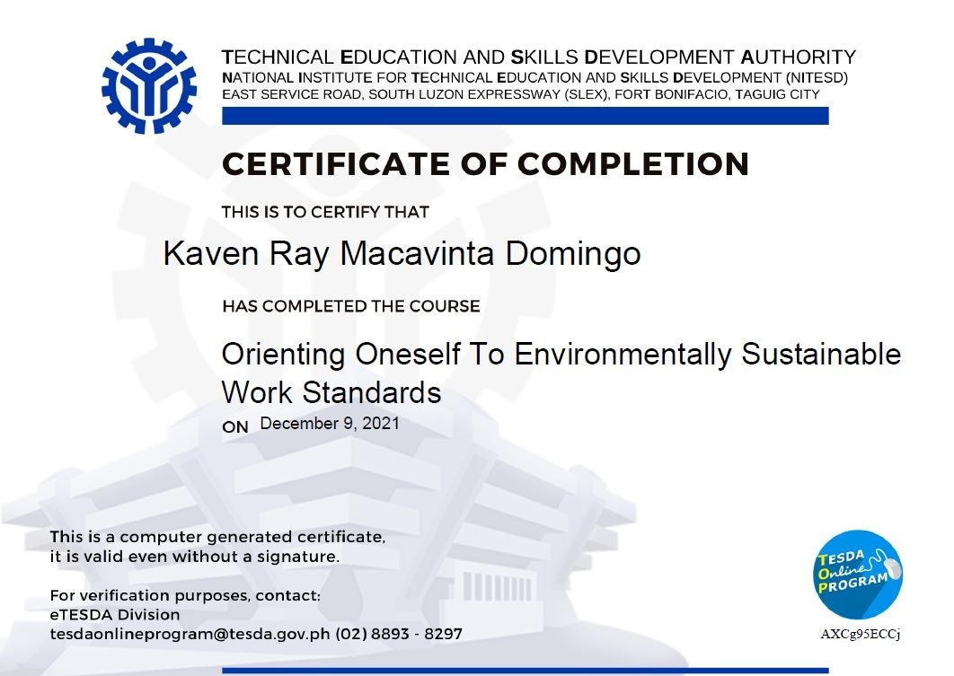 Orienting Oneself To Environmentally Sustainable Work Standards