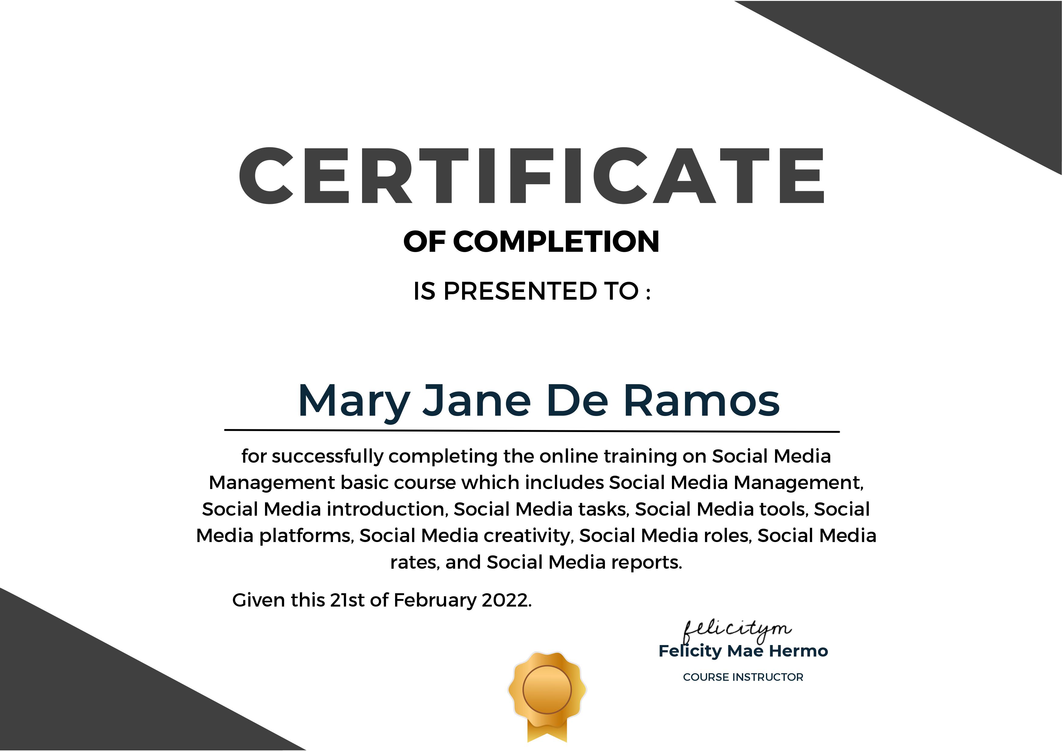 Social Media Manager Certificate