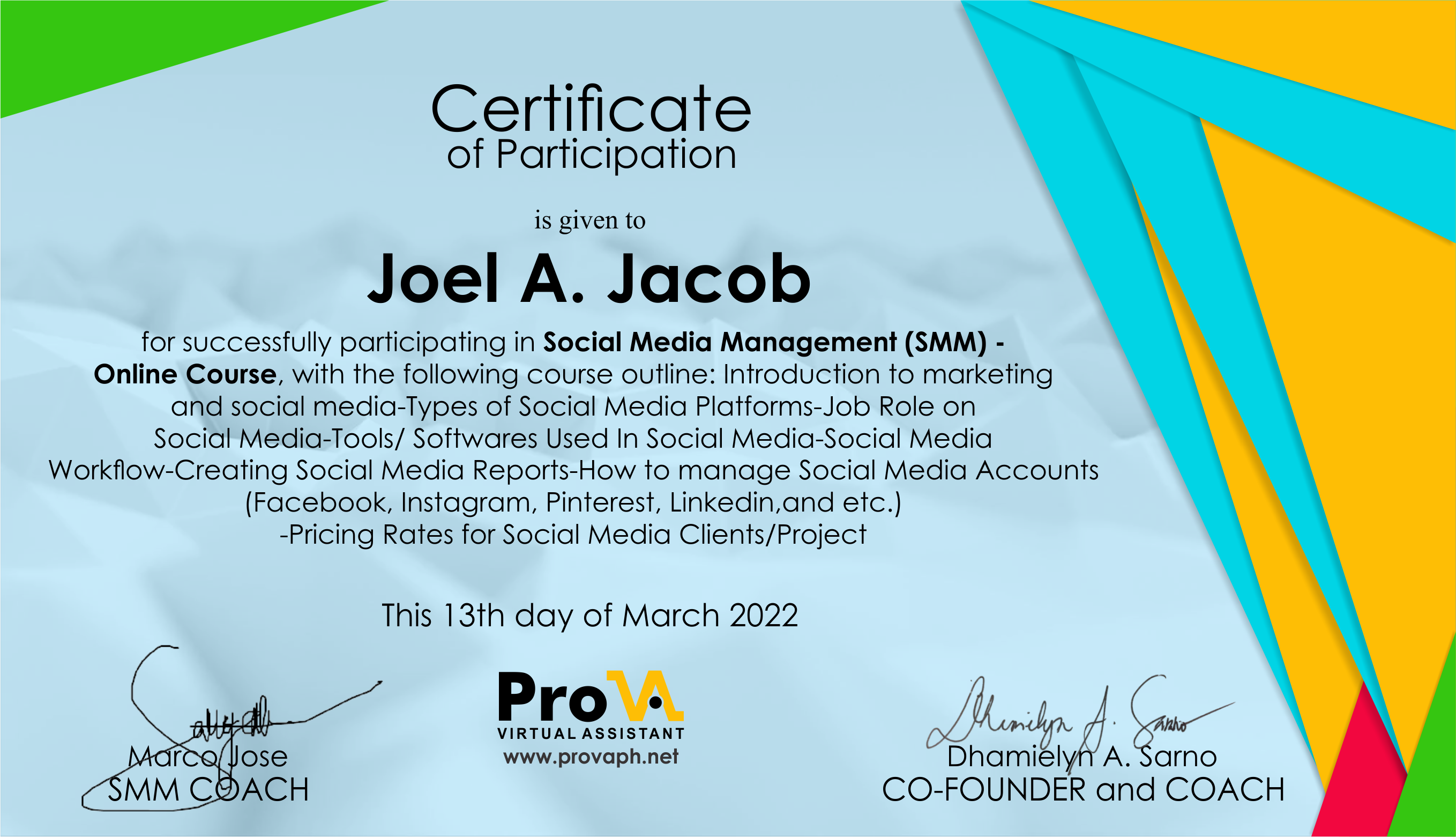 Social Media Management Certificate