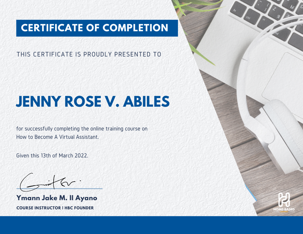 Virtual Assistant Certificate