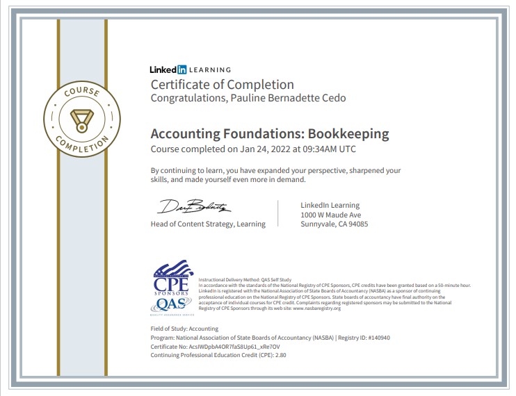 LInkedIn Accounting Foundations: Bookkeeping