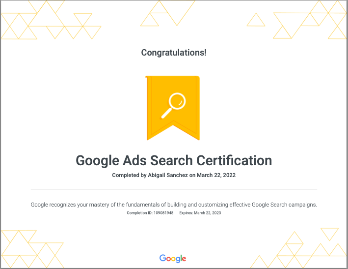 Google Ads Search Certification