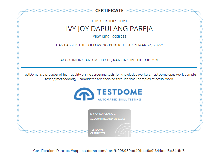 Accounting and MS Excel Certificate