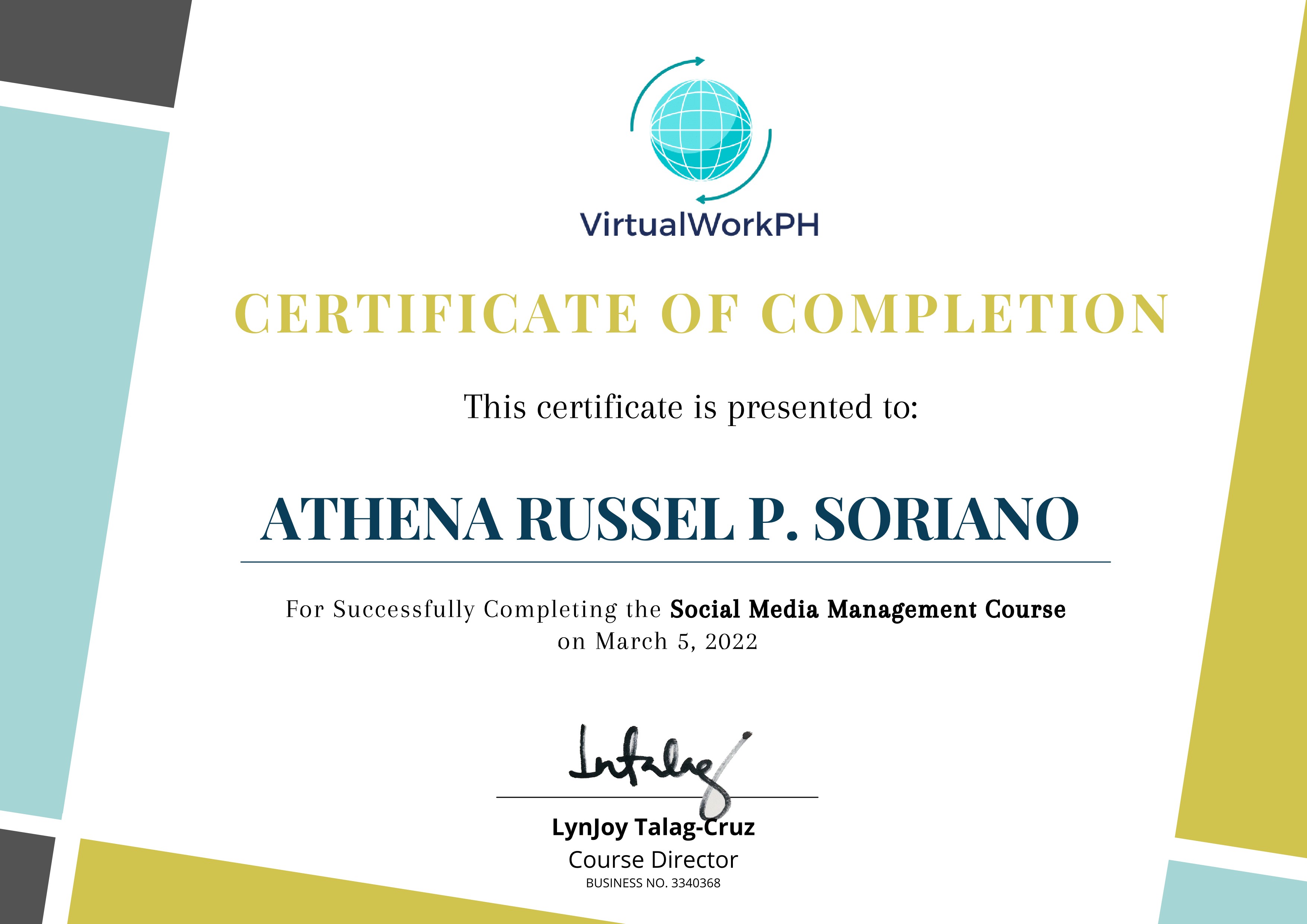 Social Media Management Course Certification