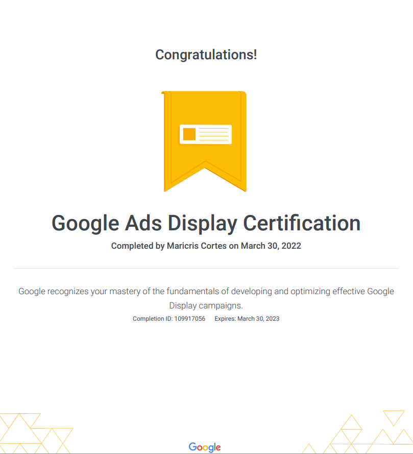 Google Ads Display Ceritification