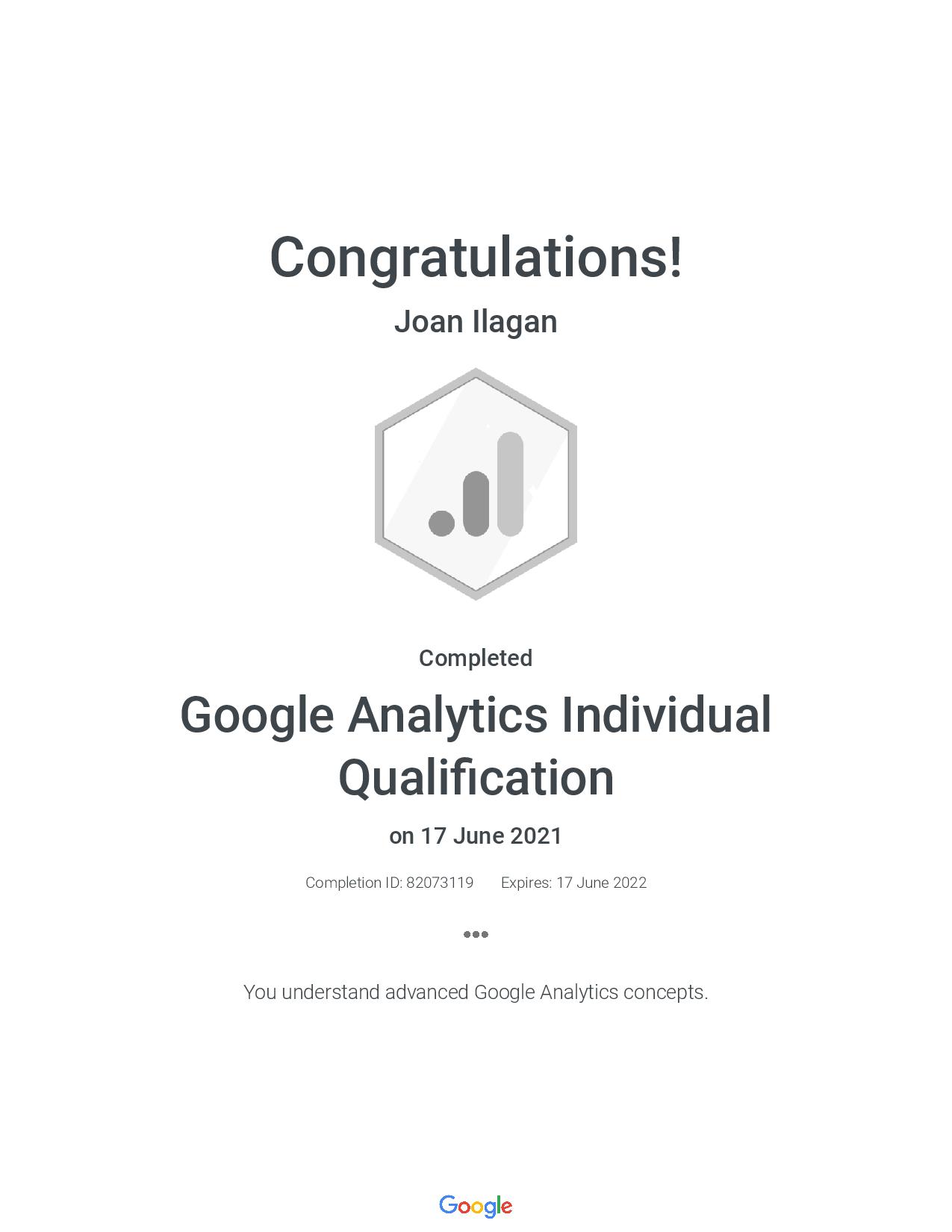 Google Analytics Individual Qualification