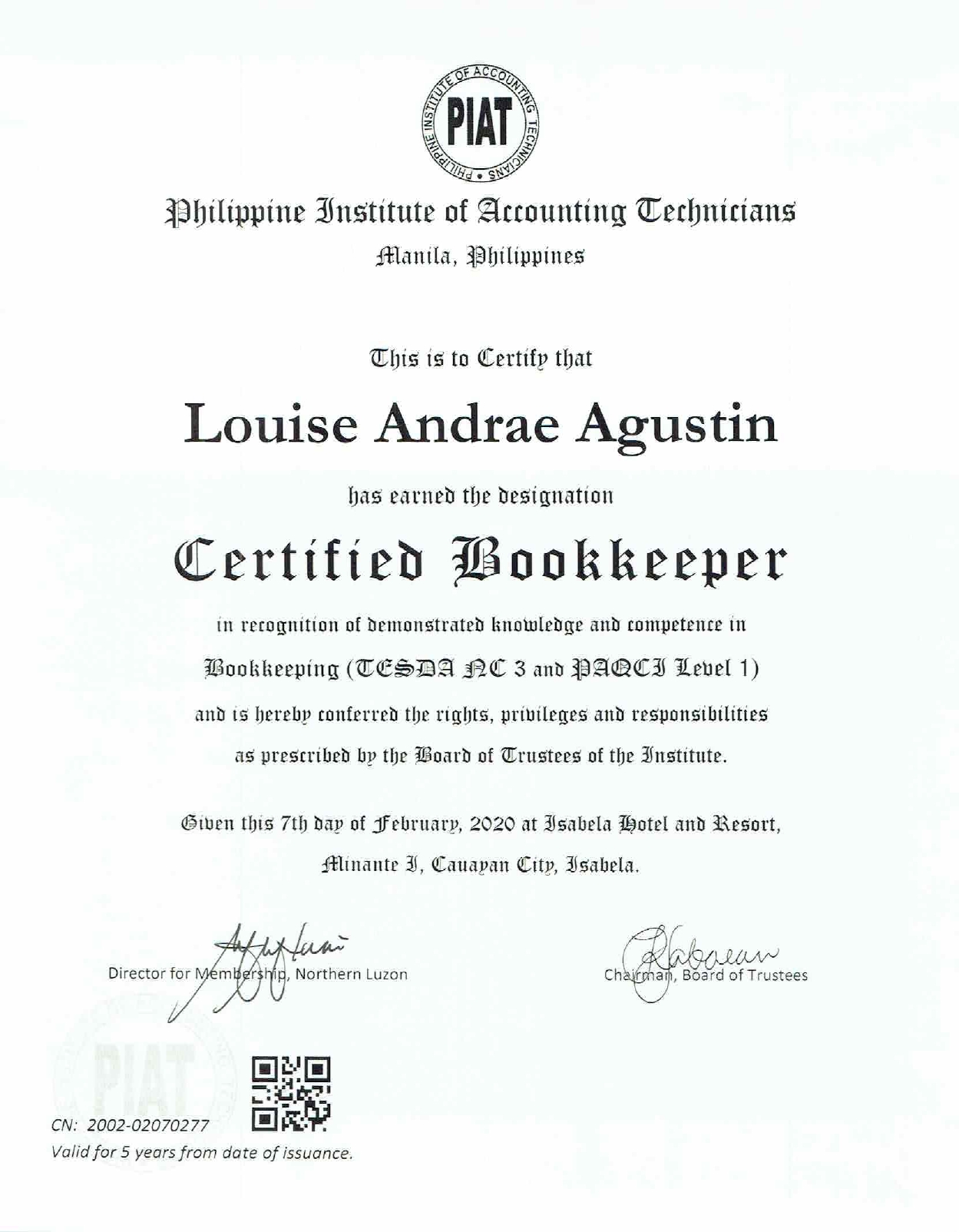 Certified Bookkeeper