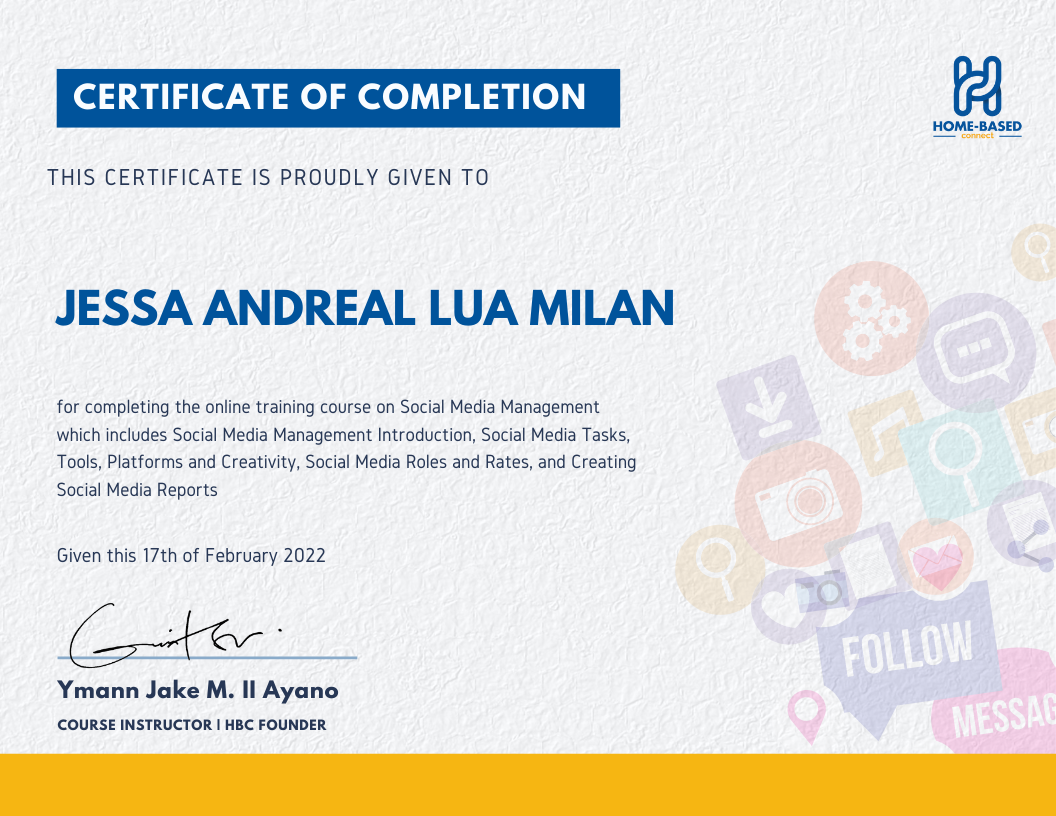 Certificate-Social Media Management