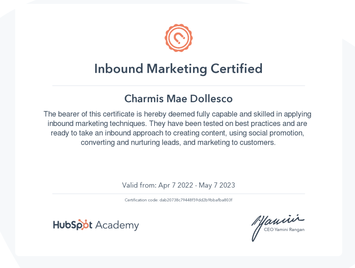 Inbound Marketing Certified