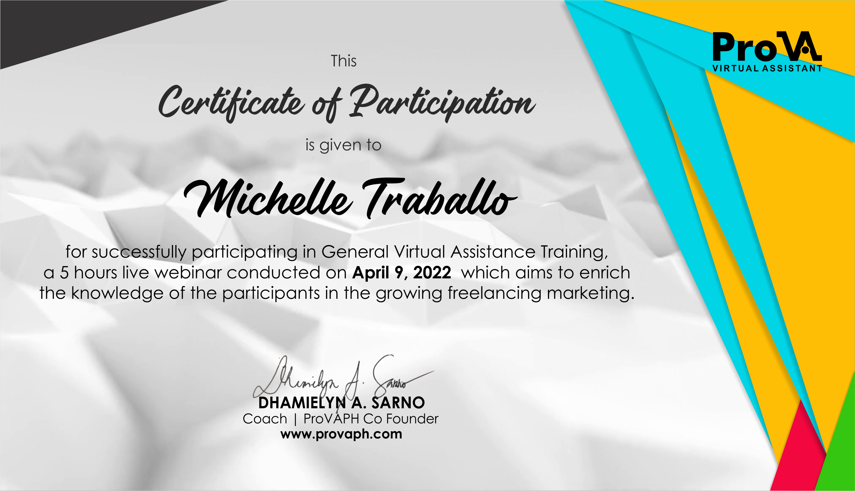 Virtual Assistant Certificate