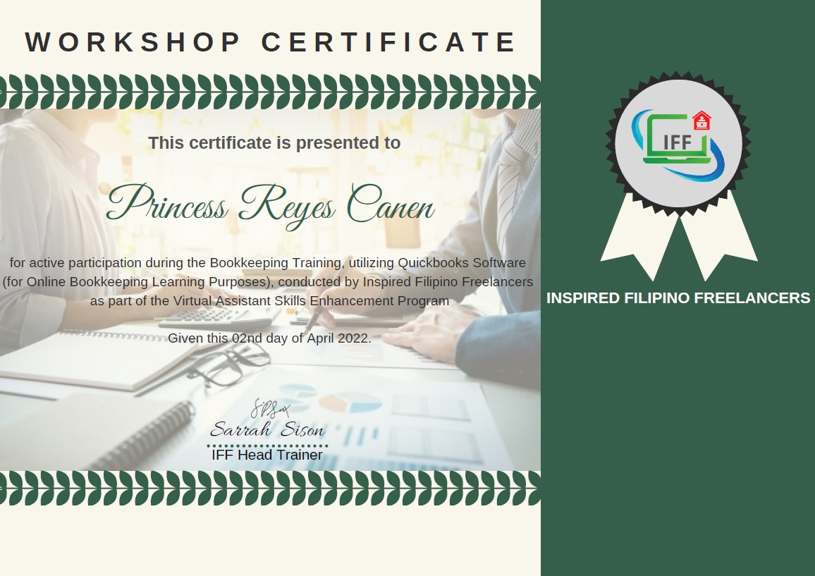 Certificate for Bookkeeping