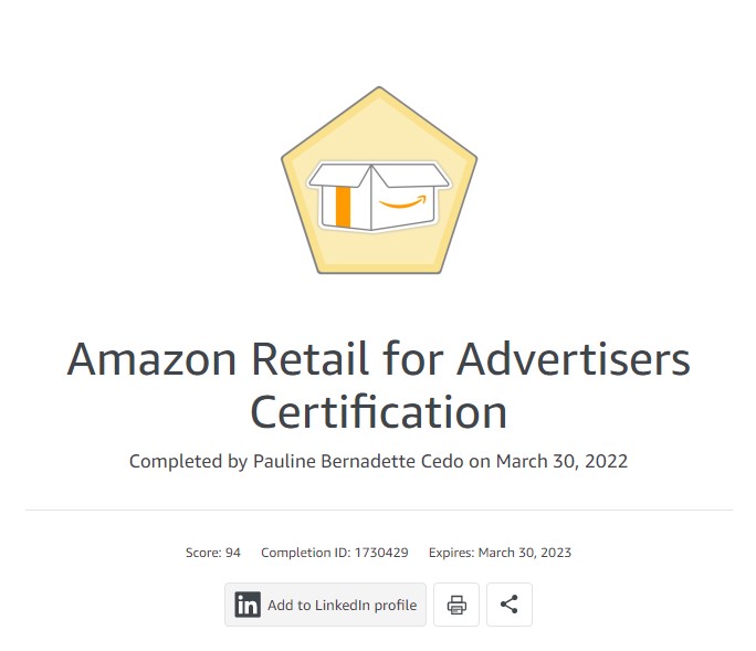 Amazon Retail for Advertisers Certification