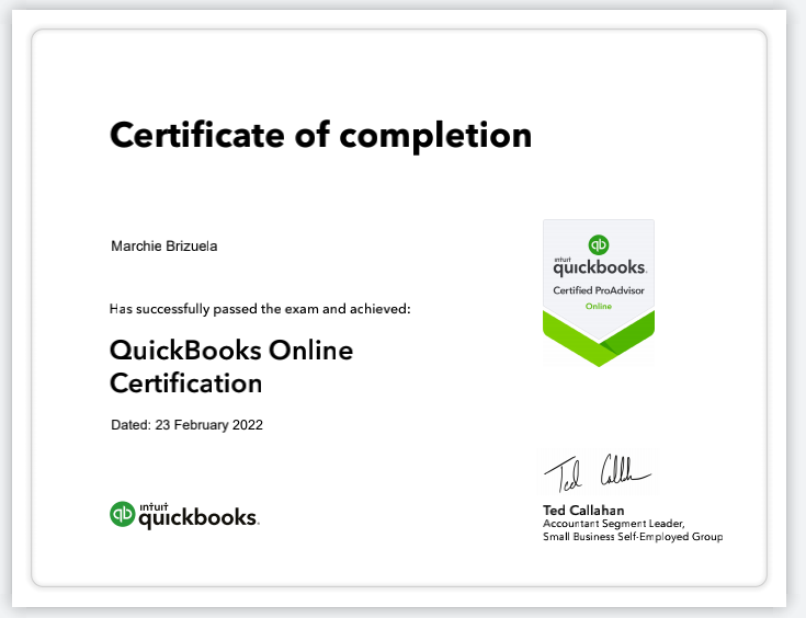 Quickbooks Online Certification