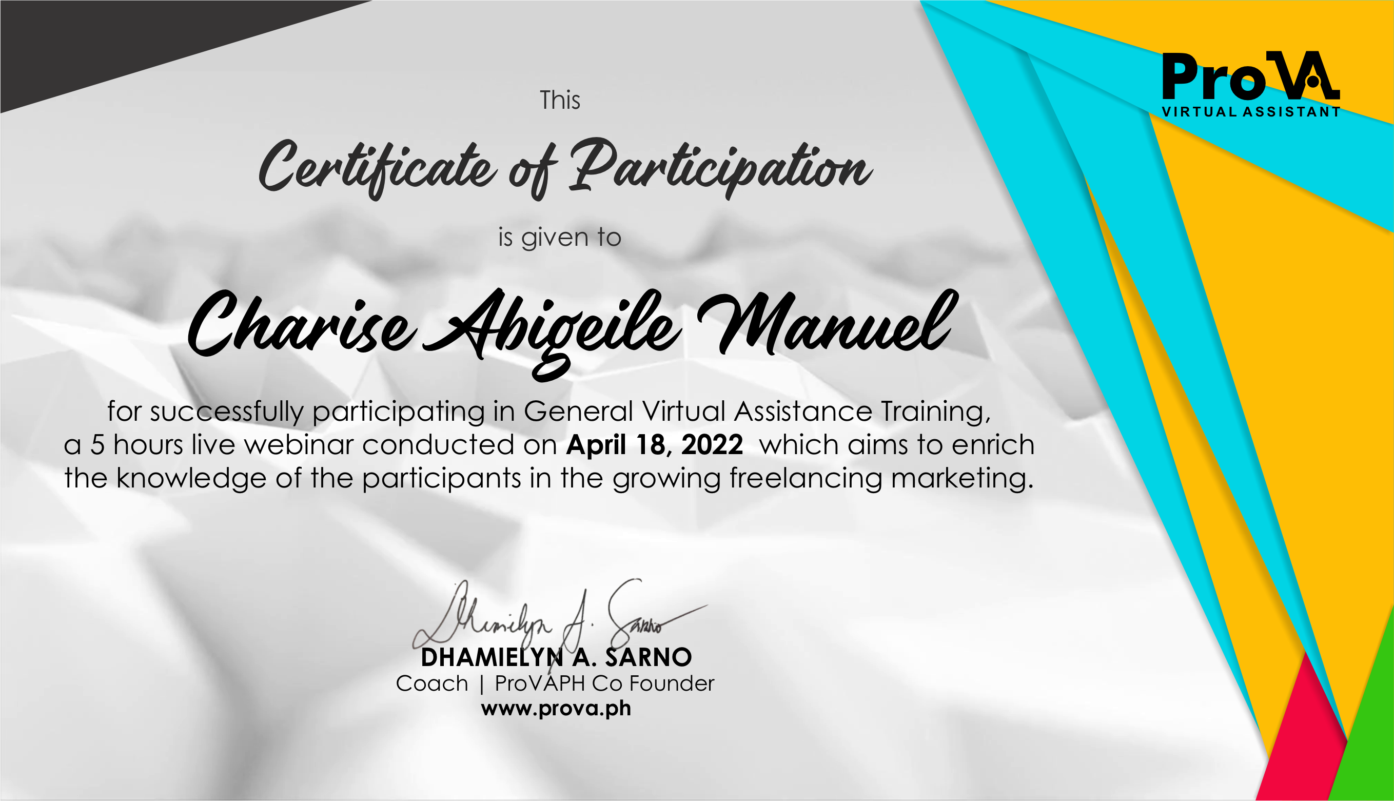 General Virtual Assistant Training Certificate