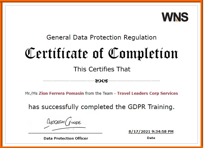 GENERAL DATA PROTECTION REGULATION (GDPR)