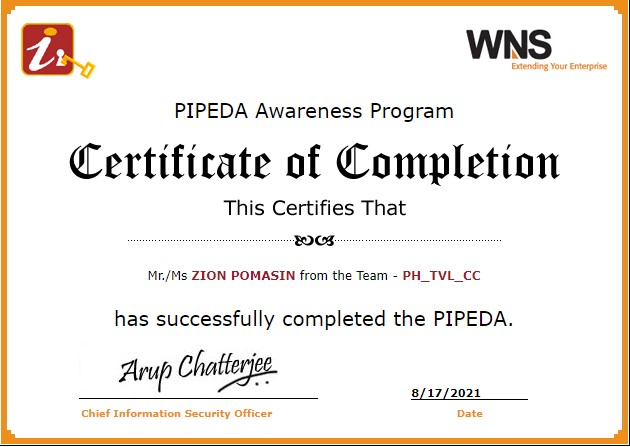 PIPEDA AWARENESS PROGRAM