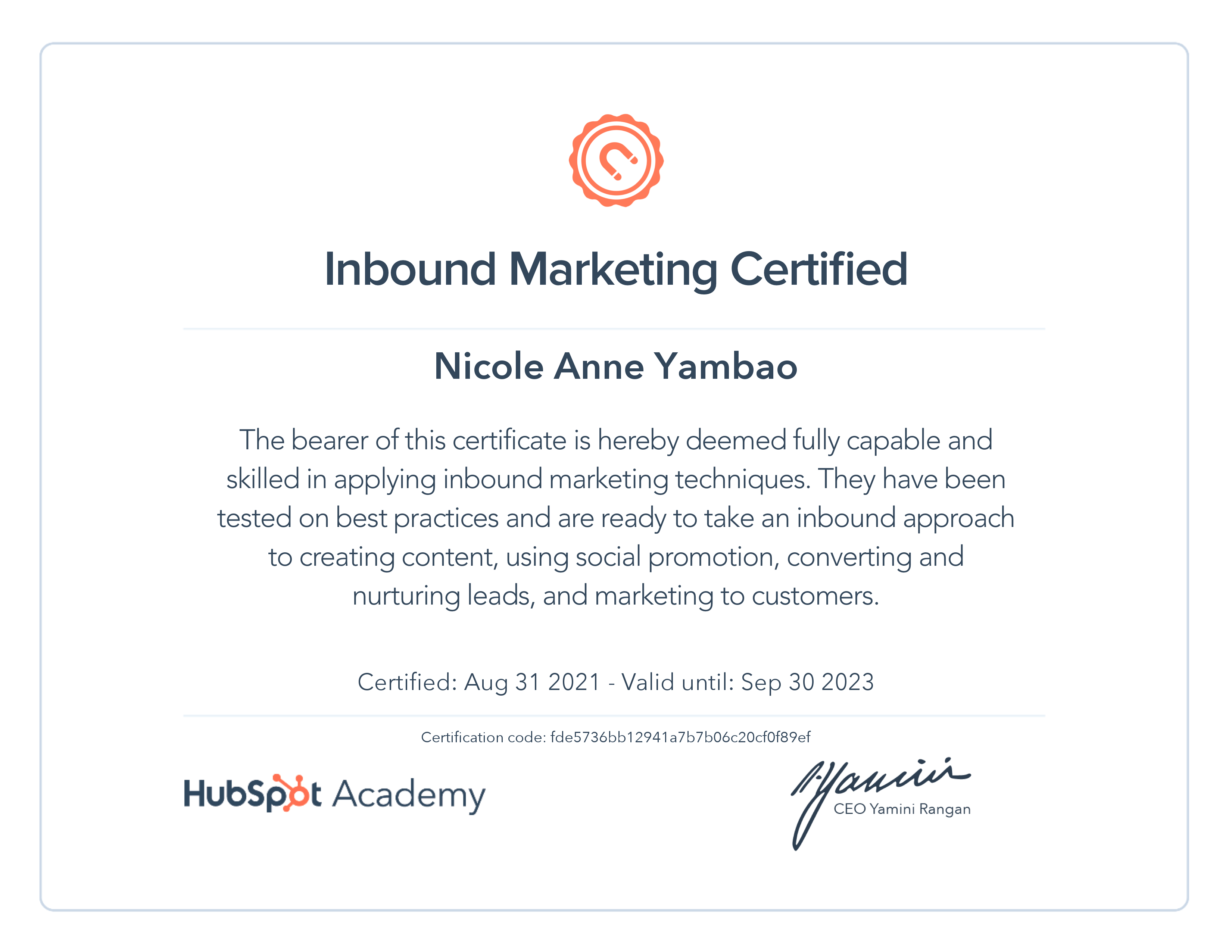Certificate - Inbound Marketing
