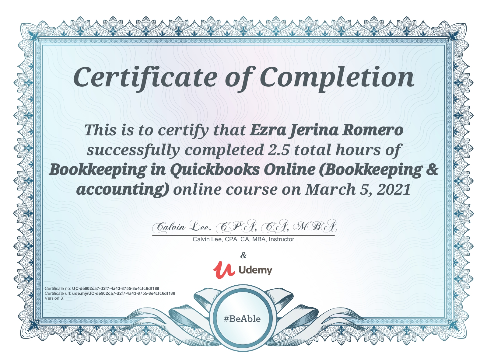 Quickbooks Certificate