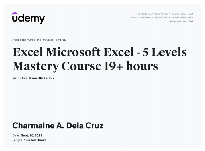 Microsoft Excel Certificate