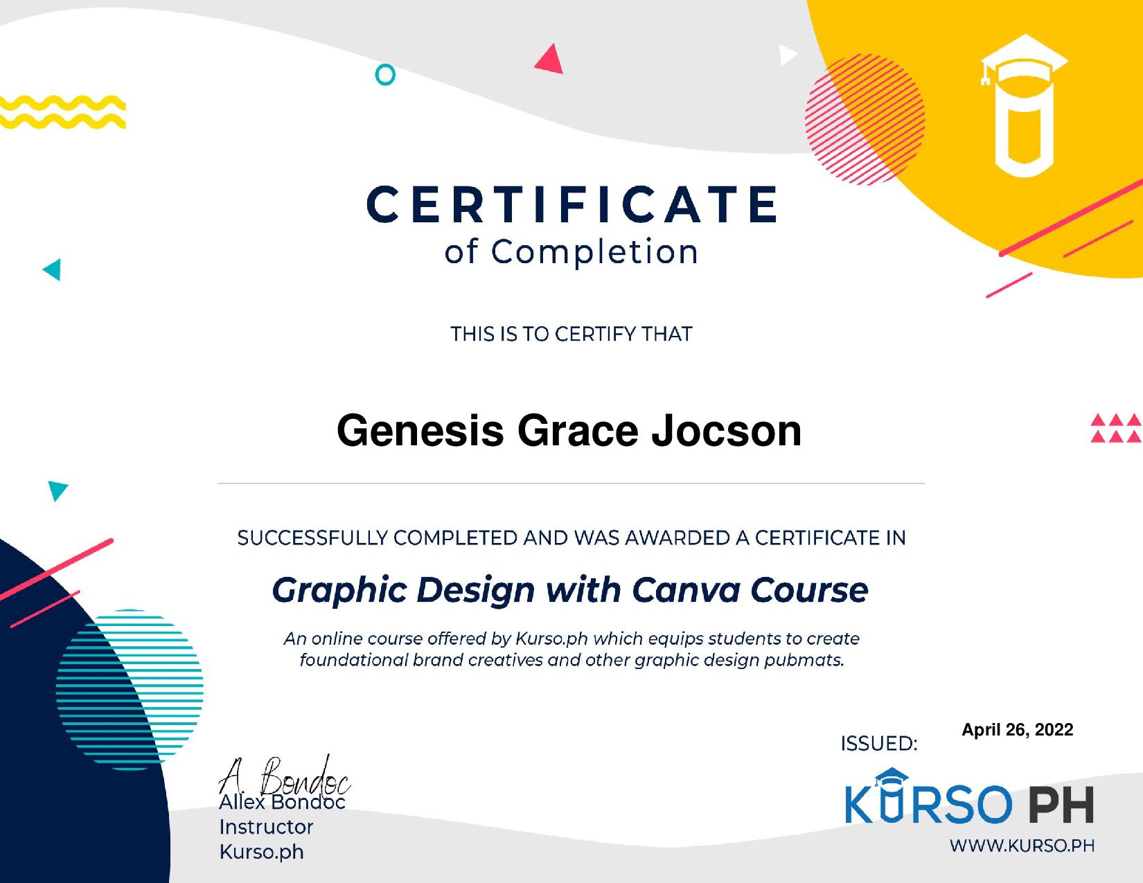 Graphic Design with Canva Course Certificate