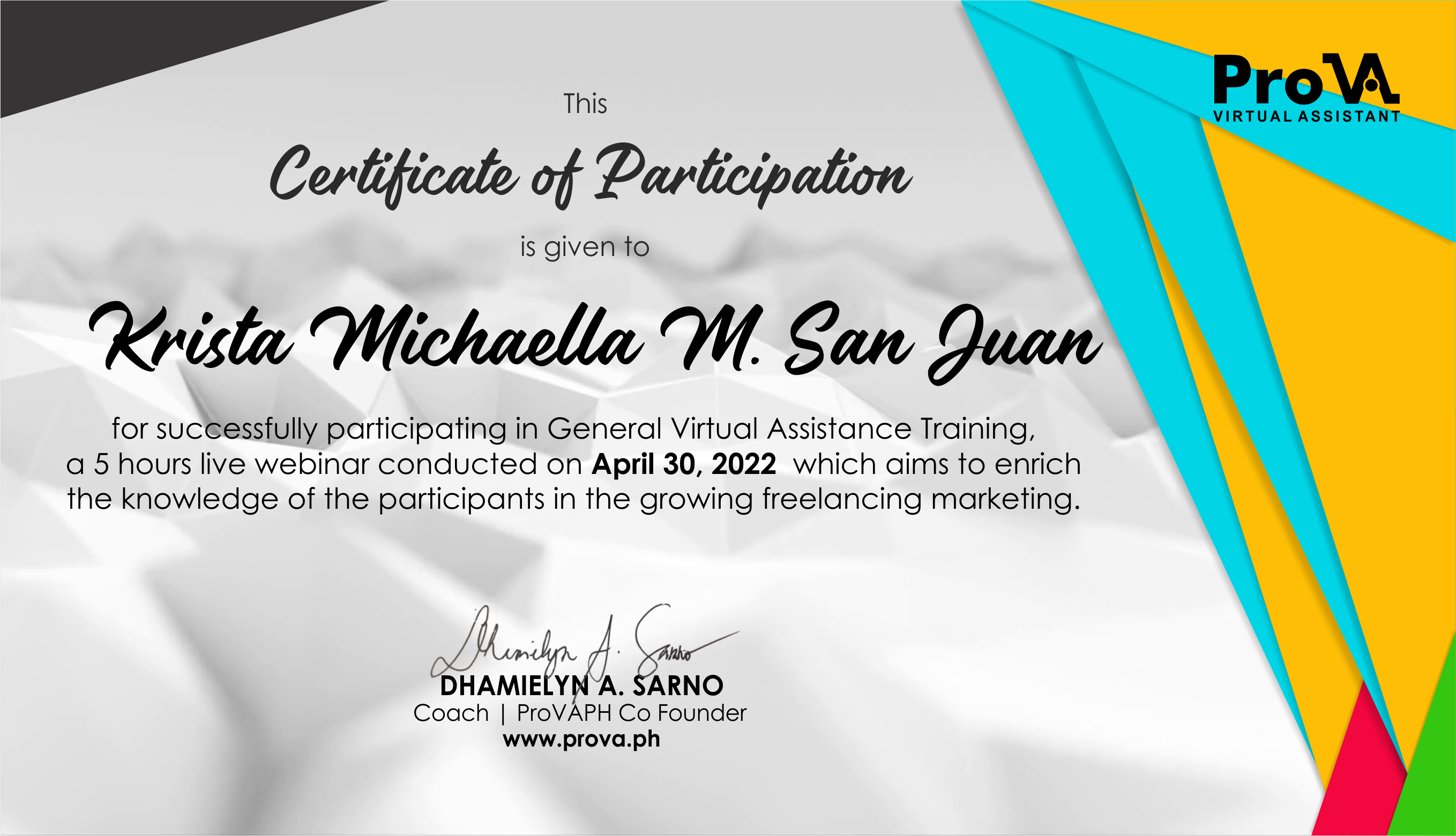Virtual Assistance Training Certification