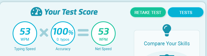 Typing Test Result