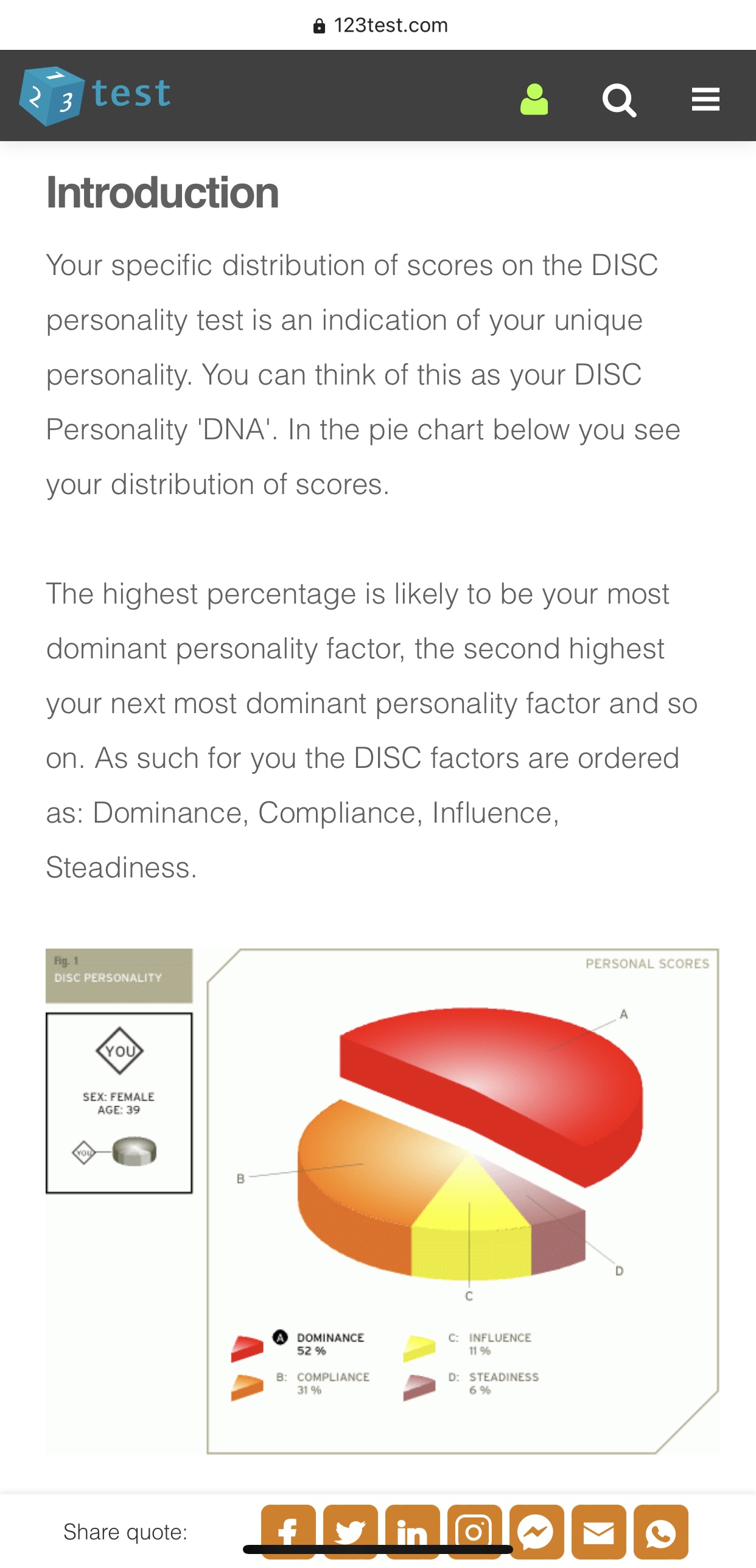 DISC Assessment from 123test.com