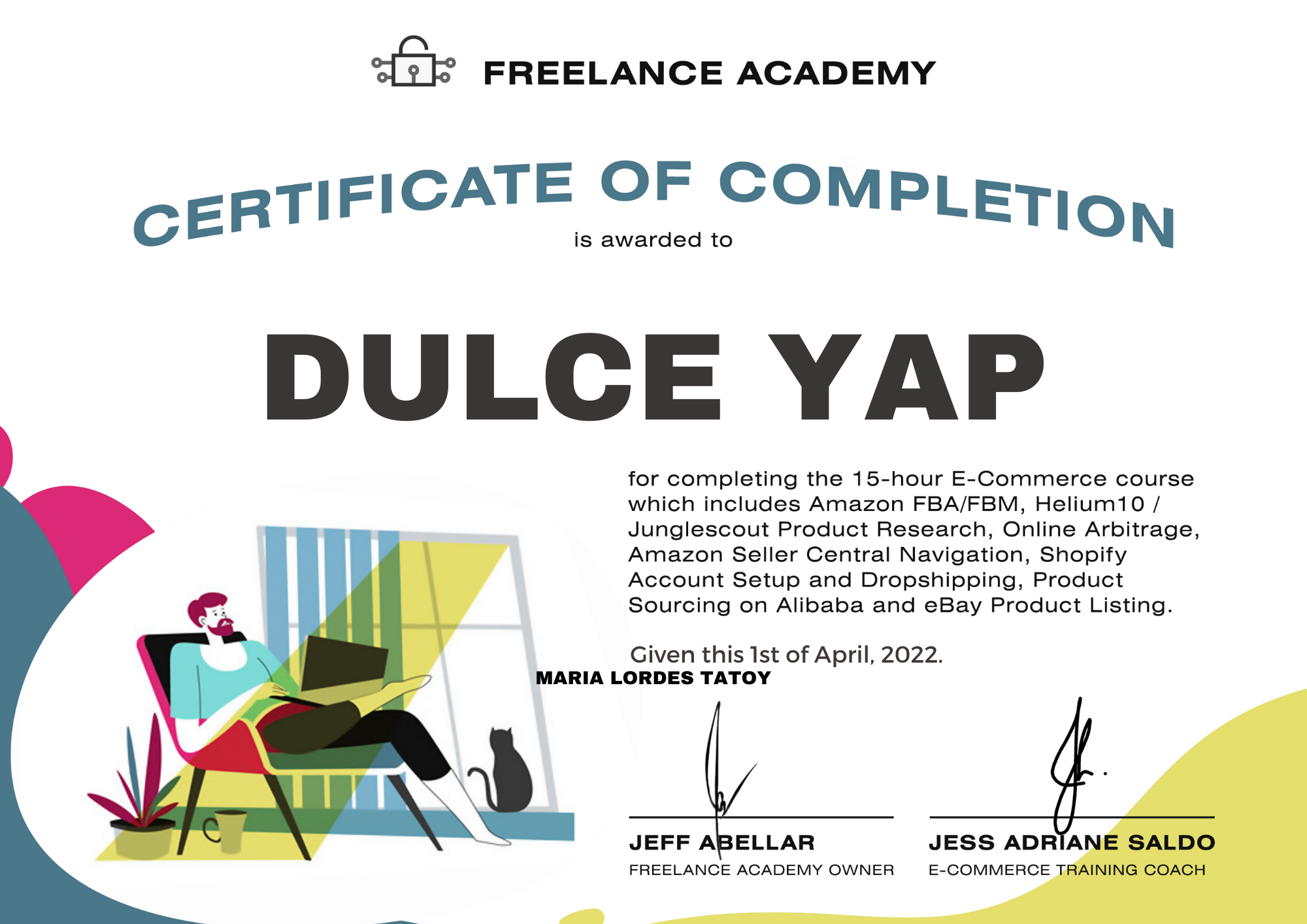 Freelance  Academy certificate