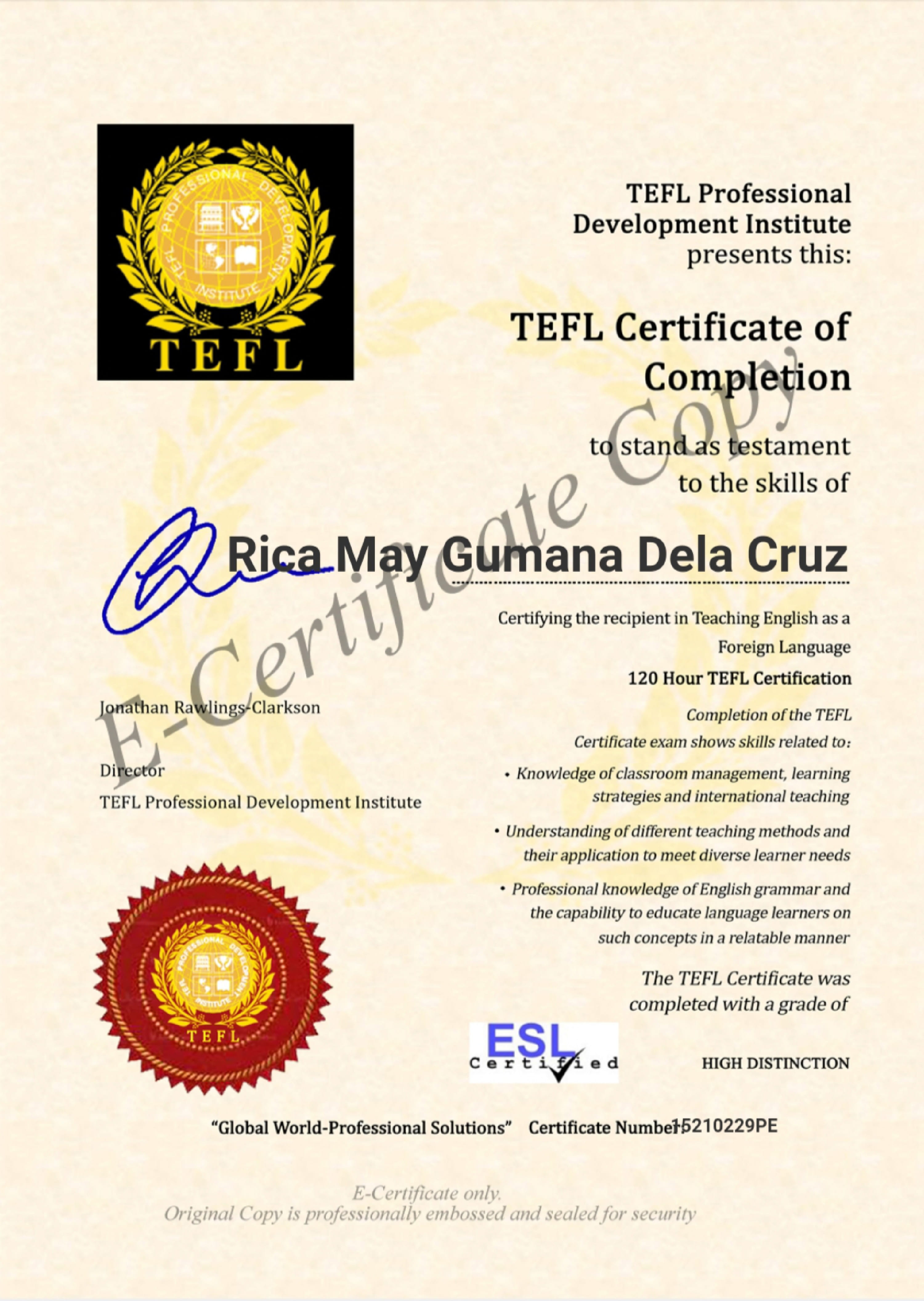 120 hour TEFL CERTIFICATION