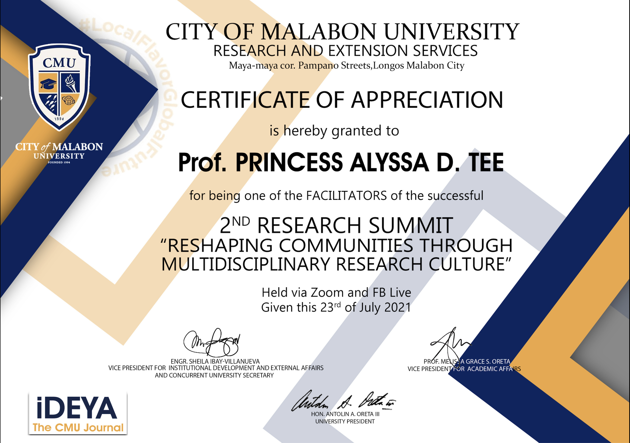 Certificate in Facilitating Research Summit