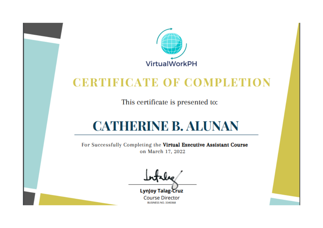 Virtual Executive Assistant Course Certificate