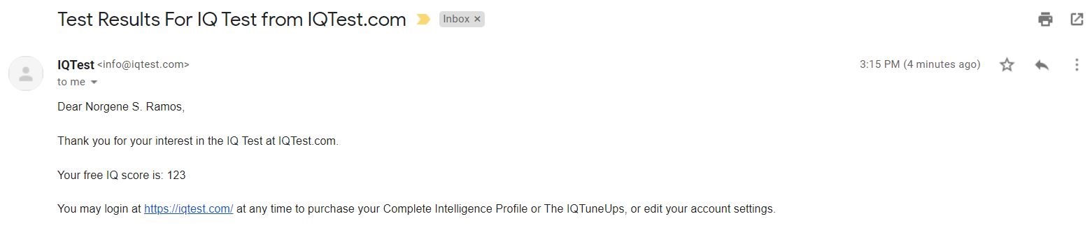 IQ Test Score - 123