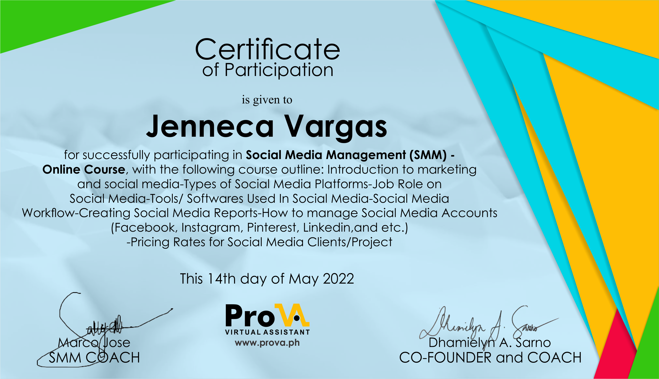 Social Media Management (SMM) In- Depth Training Certificate