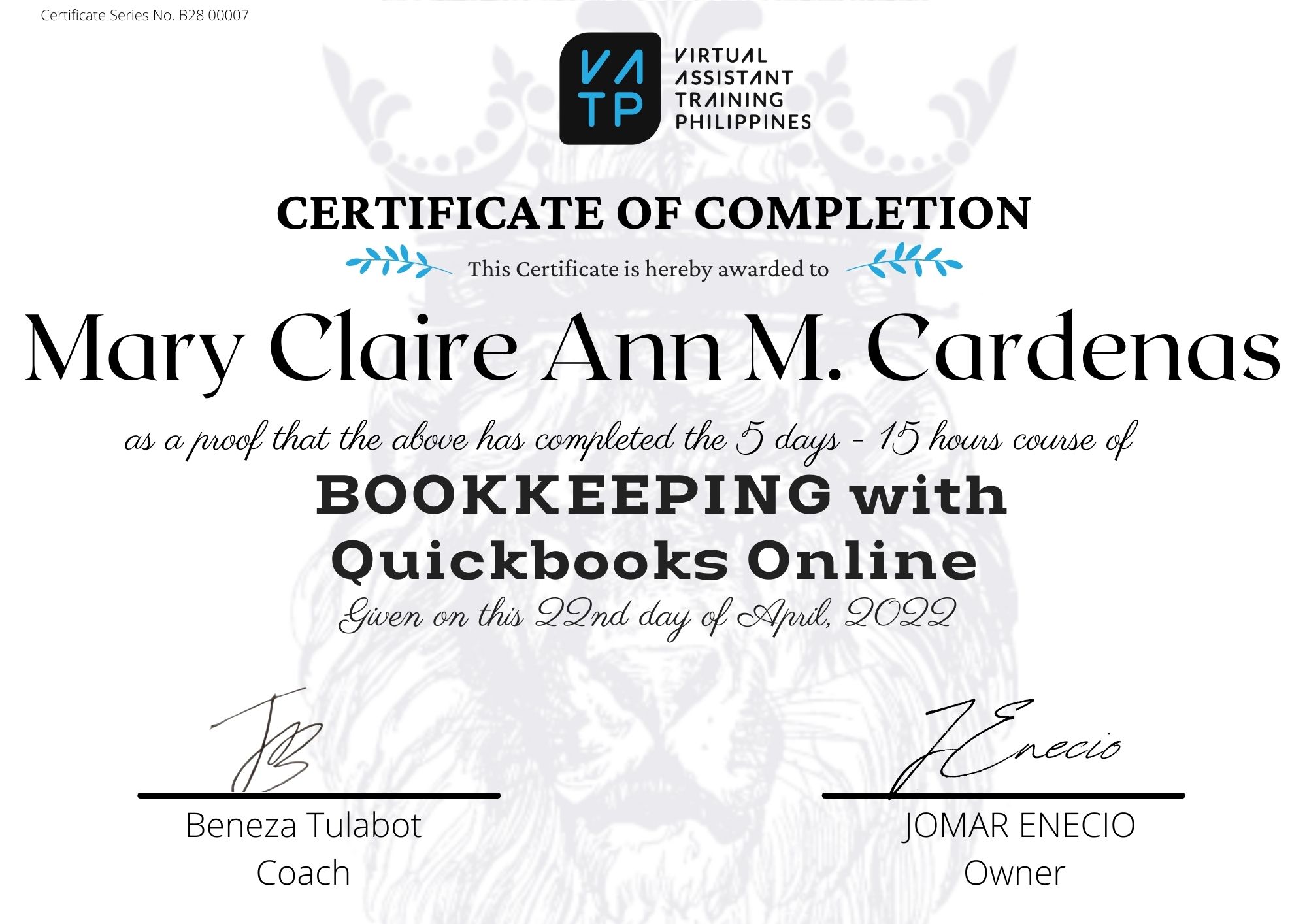 Bookkeeping with Quickbooks Online - April 2022