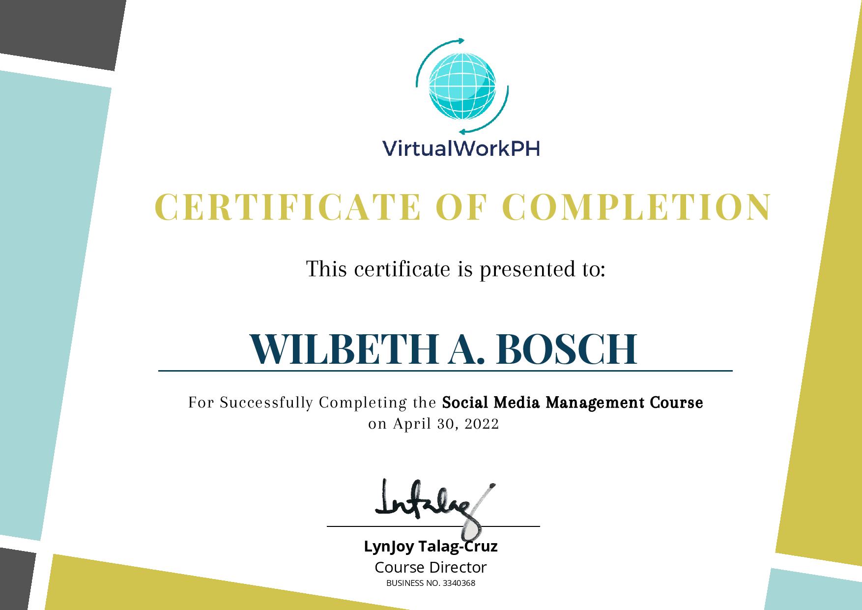 SMM CERTIFICATE