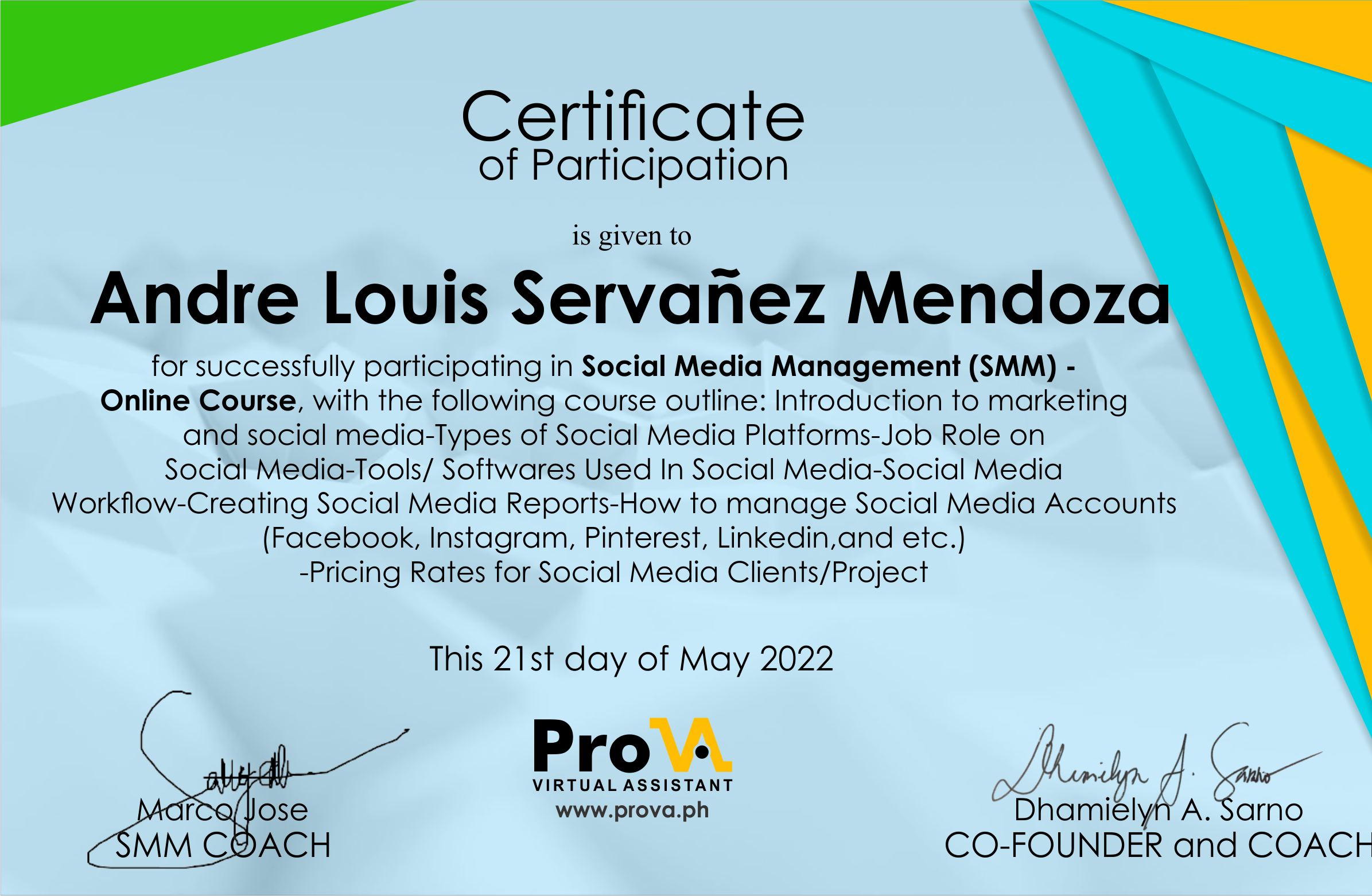 Social Media Management Certificate