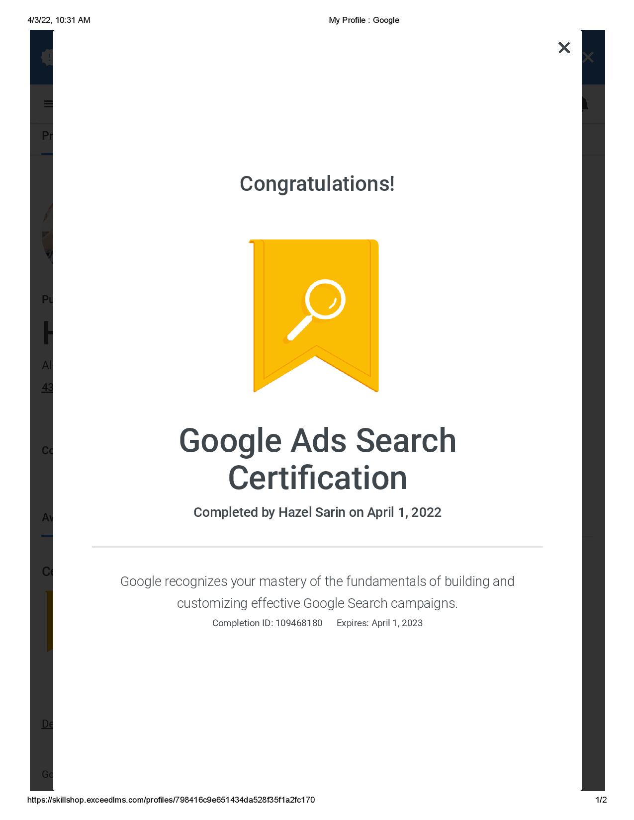 google ads cert