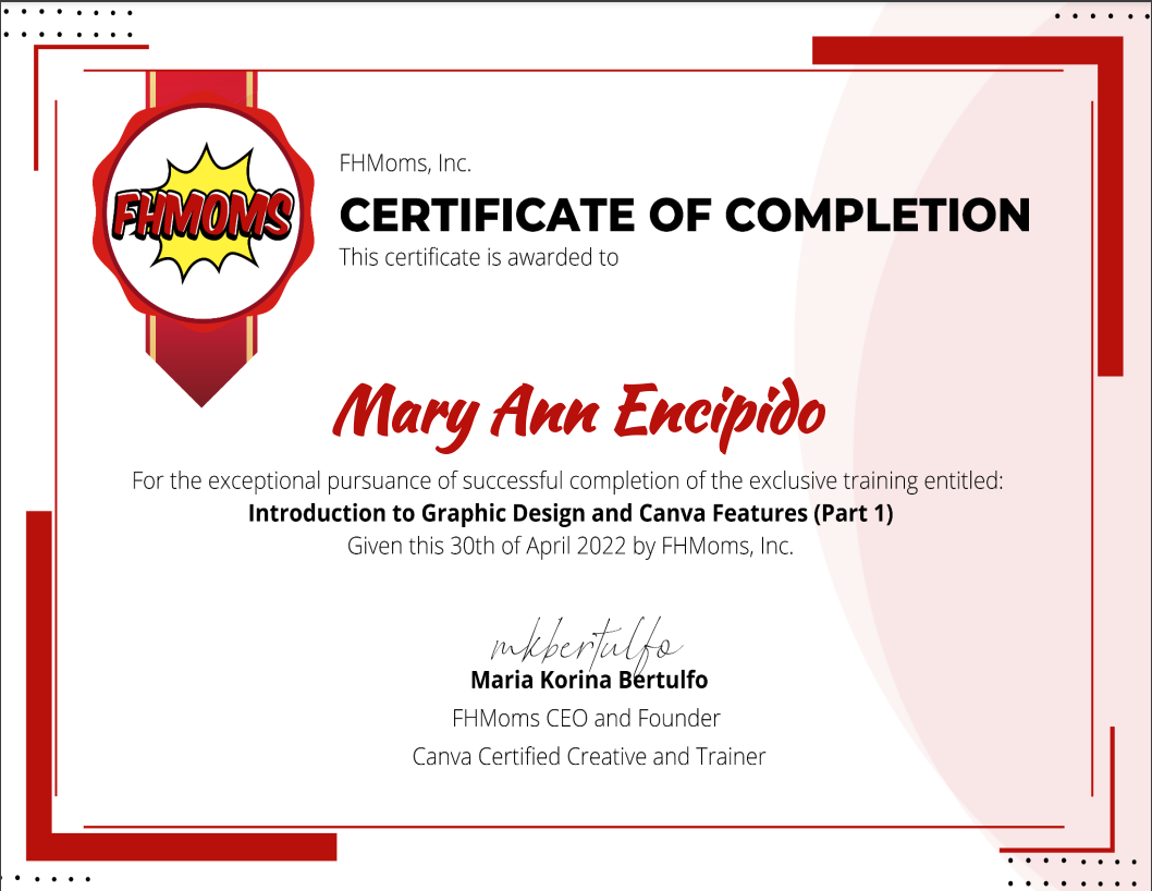 GRAPHICS DESIGN AND CANVA FEATURES CERTIFICATE