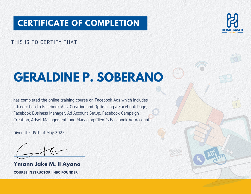 Facebook Ads Training Certificate