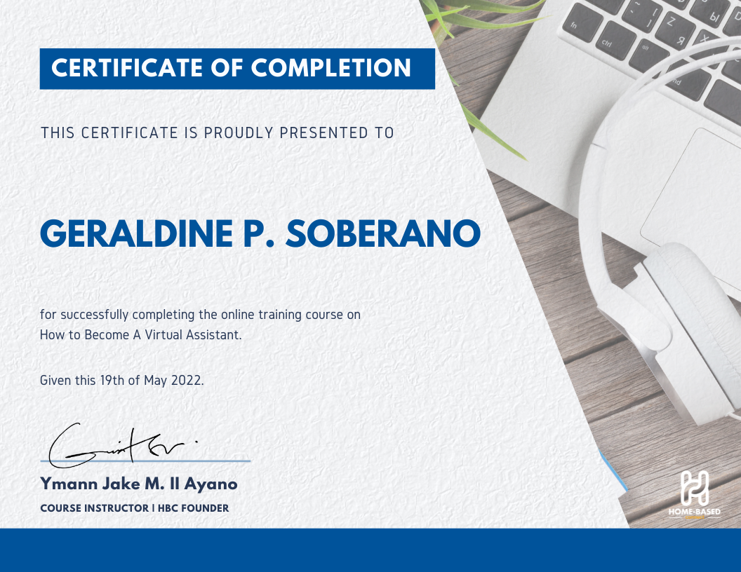 Virtual Assistance Training Certificate